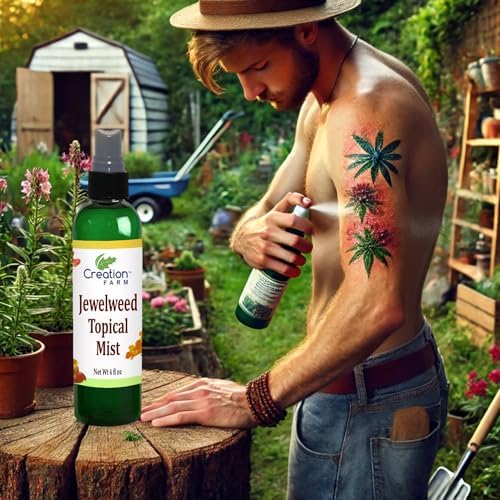 Creation Pharm Jewelweed Itch Relief Mist back panel showing authentic product tracking