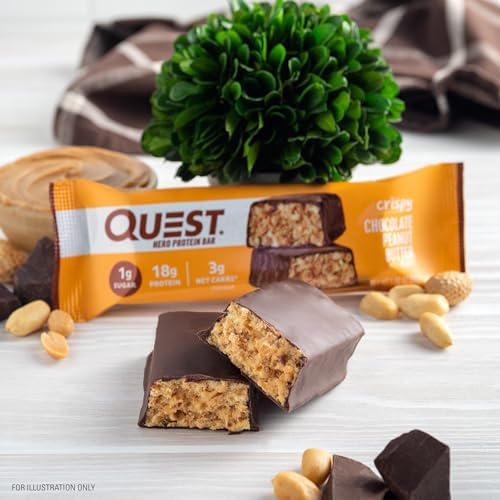 Quest Nutrition Crispy Chocolate Peanut Butter Hero Protein Bar, 18g Protein, 1g Sugar, 3g Net Carb, Gluten Free Protein Snack, Keto Friendly, 12 Count - Image 7