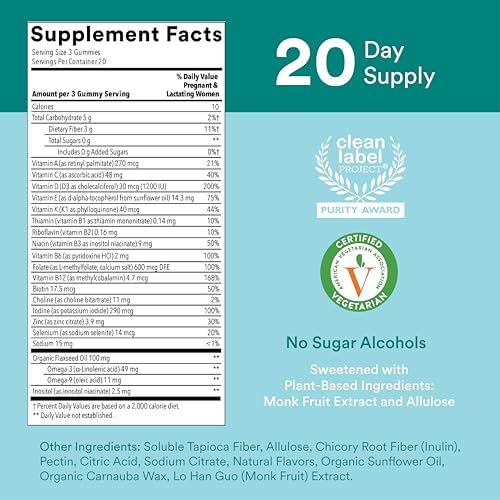 SmartyPants sugar free prenatal multivitamin ingredients list detail