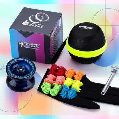 MAGICYOYO K1 Professional Responsive Yoyo for Kids 8-12, Hubstacks Yo-yo for Kids, Dual Purpose Yoyo with Unresponsive Bearing, Storage Bag + 12 Strings +Yo-Yo Glove +2 Yo yo Hubstacks (Dark Blue) - Image 7