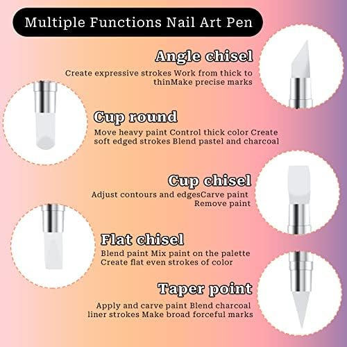 Variety of silicone tip shapes included in the 5 piece nail brush set