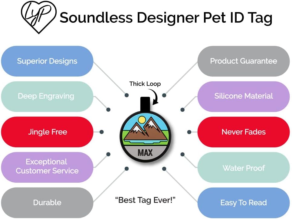 Authentic LYP silent pet ID tag with double sided deep engraving.