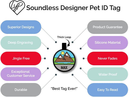 Authentic LYP silent pet ID tag with double sided deep engraving.