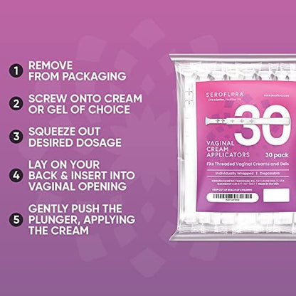 Seroflora 30 count pack of disposable applicators for estrogen cream.