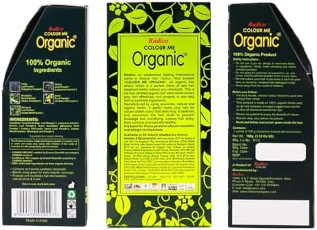 Premium organic hair colour packaging from Radico
