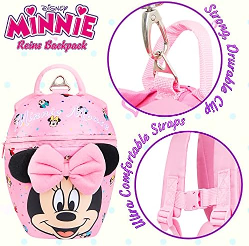 Side profile of Minnie Mouse toddler bag with detachable leash