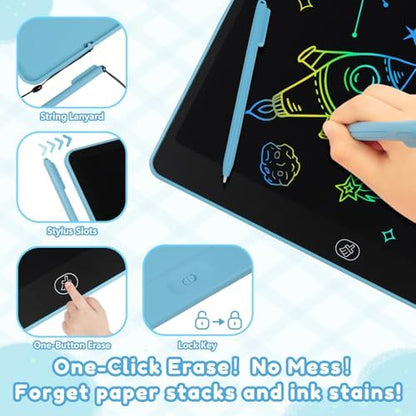 Kid using Kayoubi LCD tablet with dual pens for sketching