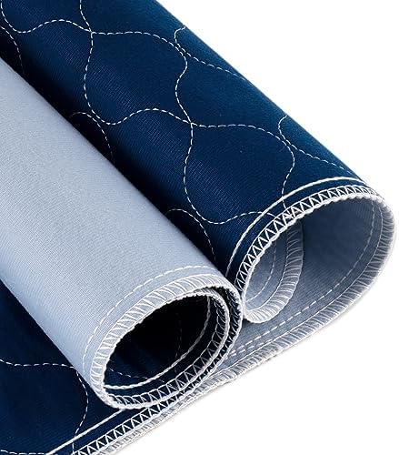 Close up of Alsunny reusable bed pad quilted navy surface