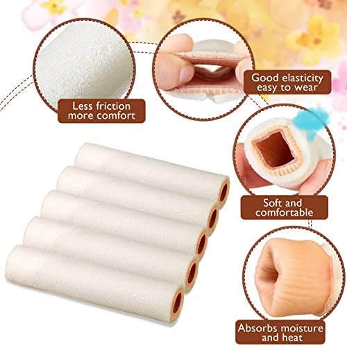 Soft SEBS lined foam toe sleeves for hammer toe and corn cushioning.