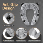 Baby Proof Me Essentials kids toilet seat cover with attached splash guard detail