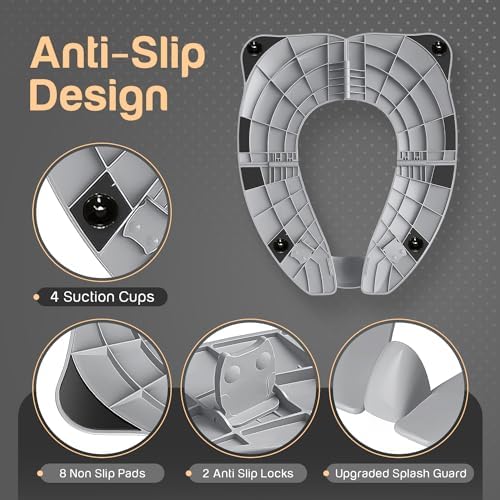 Baby Proof Me Essentials kids toilet seat cover with attached splash guard detail