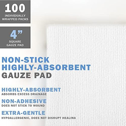 EVERLIT twelve ply medical gauze sponges showing individual sterile wrapped packaging layers
