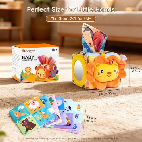 Complete set of the Yisryerow baby tissue box sensory toy including all sixteen play pieces