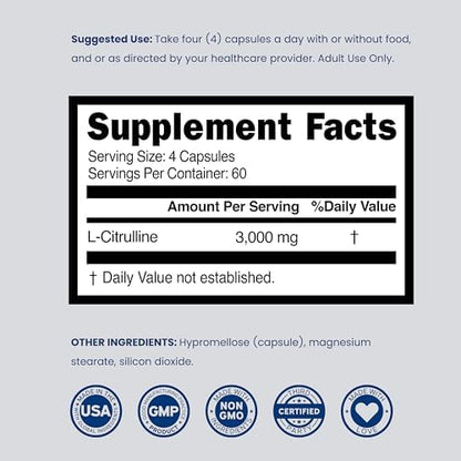 L-Citrulline 3000mg supplement for muscle recovery and performance