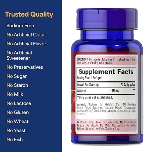 Puritan's Pride Lycopene 10mg full packaging layout