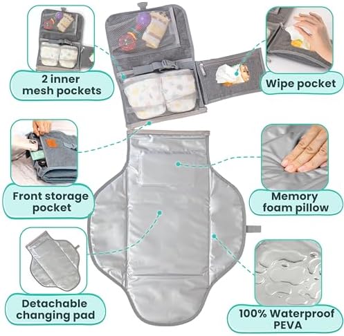 Integrated wipes pocket on Pillani changing pad