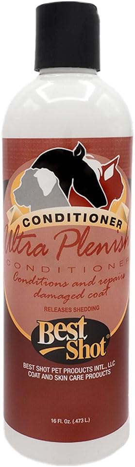 Best Shot Ultra Plenish Conditioner front view 16 ounce bottle for professional pet grooming.
