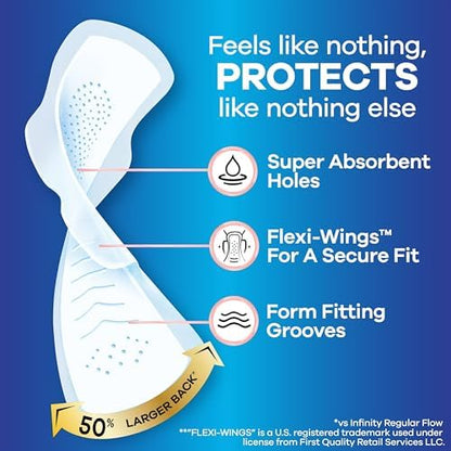 Always unscented feminine pads with wings for heavy flow protection