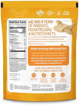 Happytot toddler vanilla cookies showing nutritional facts and ingredients list
