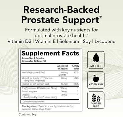 Theralogix Prostate 2.4 supplement showing ingredients panel and NSF certification logo