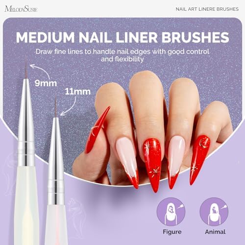 Demonstration of thin line work using MelodySusie liner brushes