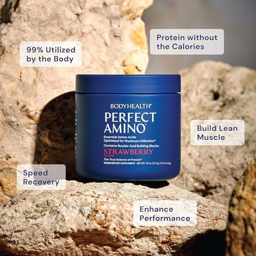 BodyHealth PerfectAmino powder strawberry flavor scoop serving demonstration