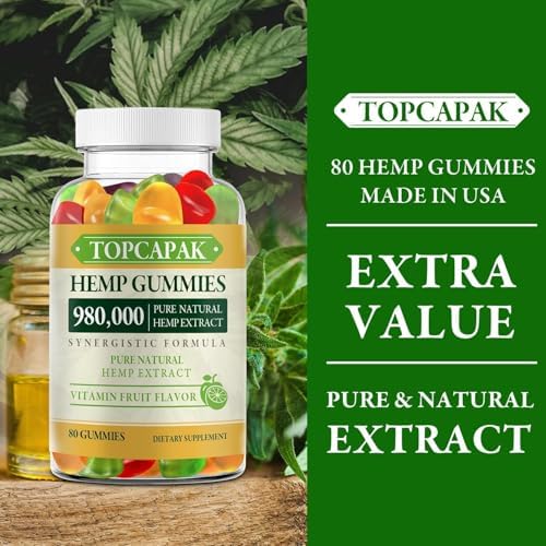 Topcapak hemp supplement gummies nutritional facts label