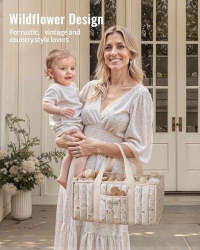 Blissful Diary floral beige caddy used as a car storage organizer