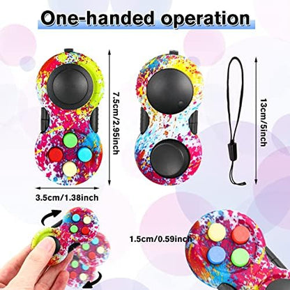 Close up view of a single Leyndo mini gamepad controller showing the eight tactical functions.