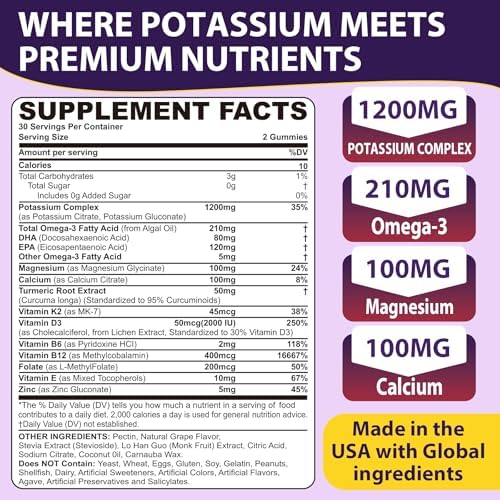 Nextdia potassium citrate and gluconate 120 count grape flavor electrolyte supplement back label details.