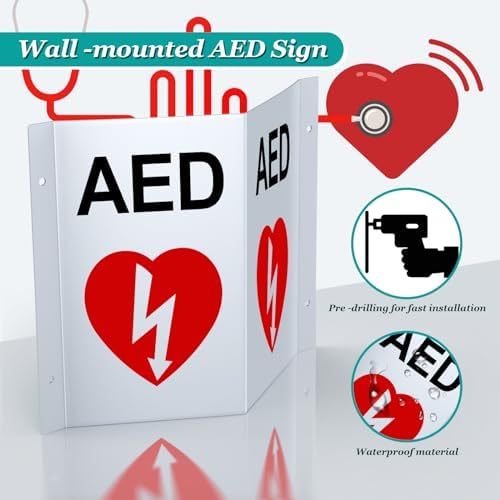 Side view of ZIPOWEY AED emergency sign highlighting durable plastic material.