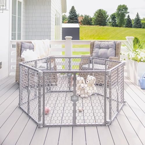 Regalo convertible plastic playpen panels folded flat for storage