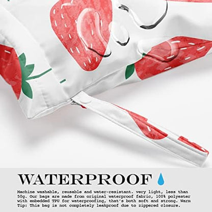 Zcyxuuw strawberry print wet bag with snap handle strap