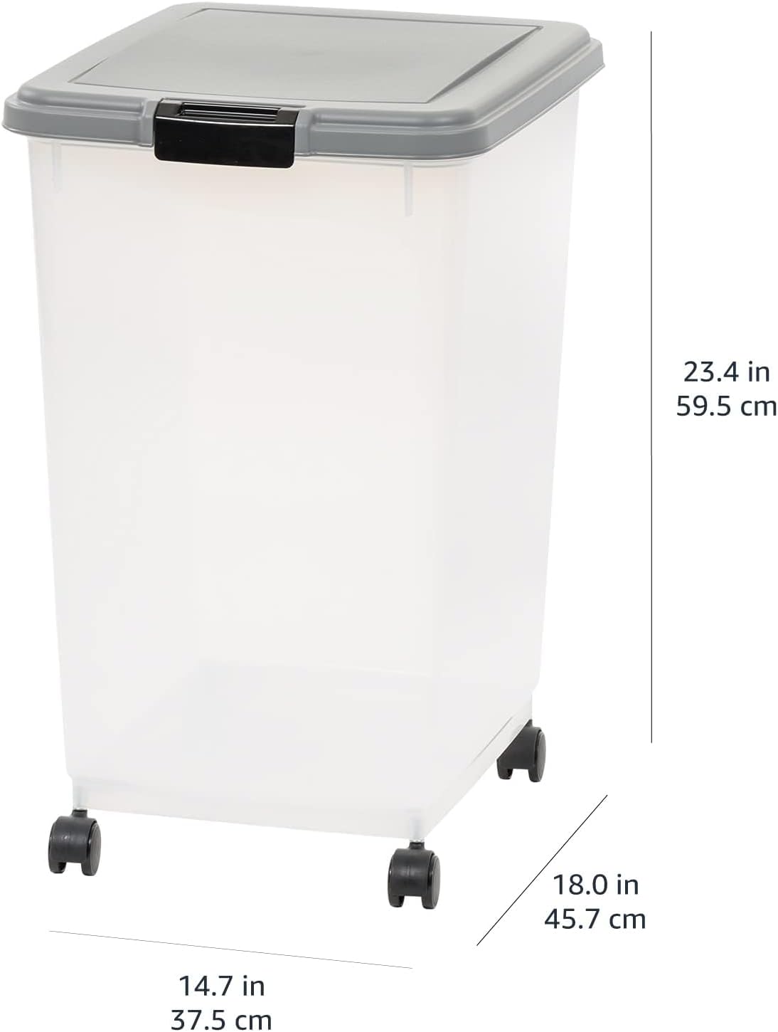 Amazon Basics Airtight Pet Food Storage Container with Scoop, BPA Free, Removable Wheels, 69 QT, Gray - Image 12