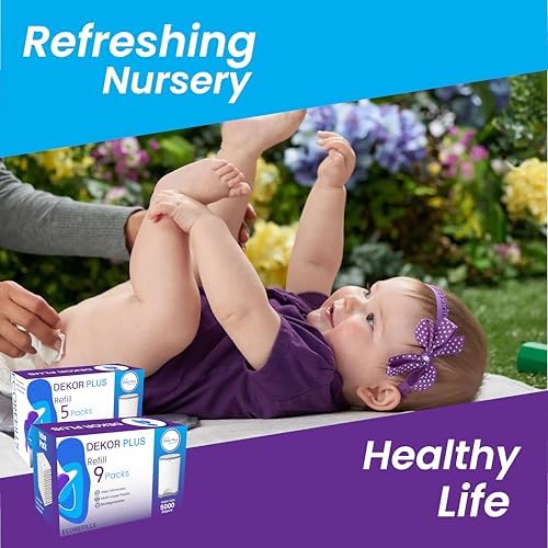 ECO-REFILLS powder scented diaper bags side packaging showing compatibility with Dekor Plus