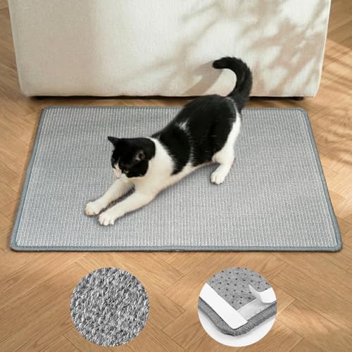 Conlun medium grey scratching pad attached to a living room sofa side