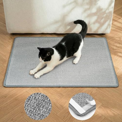 Conlun medium grey scratching pad attached to a living room sofa side