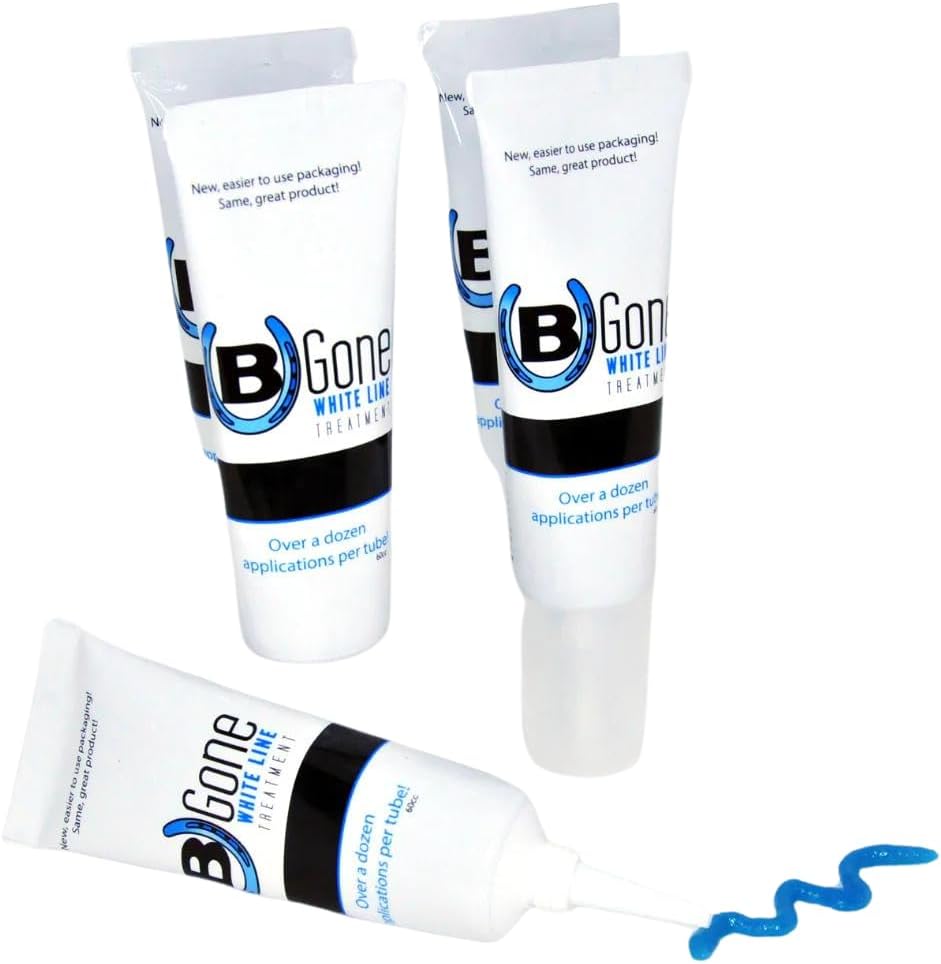 B Gone White Line Treatment front view of the sixty cubic centimeter squeeze tube for horse hoof care.