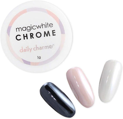 Daily Charme Magic White Nail Chrome Powder front view container