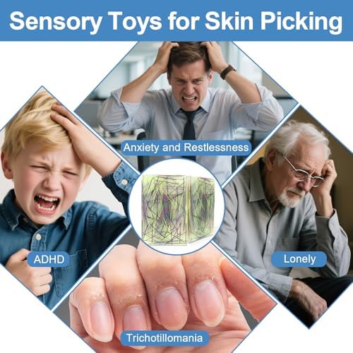 FSOYXP stress relief fidget toy packaging contents including silicone pad and tweezers