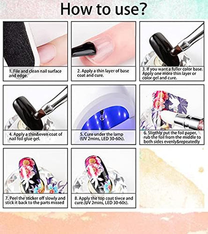 Detailed view of nail art foil transfer application