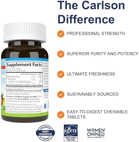 Carlson strawberry flavored iron supplement for children ingredients label