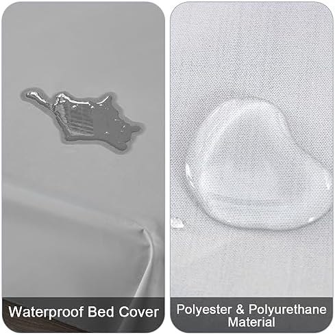 Protective bed liner queen size 78 by 90 inch waterproof fabric close up.