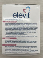 Elevit pregnancy supplement label showing ingredients and dosage