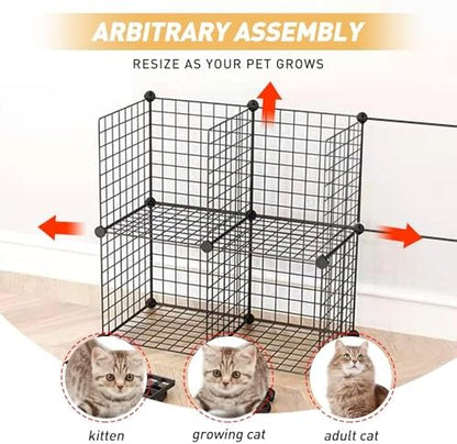 Large Cat Cage Enclosure Indoor DIY Cat Playpen Pet Home Small Animal House Detachable Metal Wire Kennels Crate Large Exercise Place Ideal for 1-4 Cat (Black, 41.3" Lx41.3 Wx55 H, 1) - Image 6