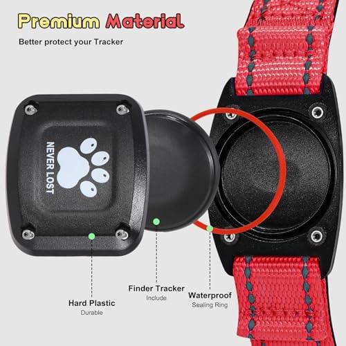Myiwb pet locator package contents including the red medium tracking collar and mini screwdriver