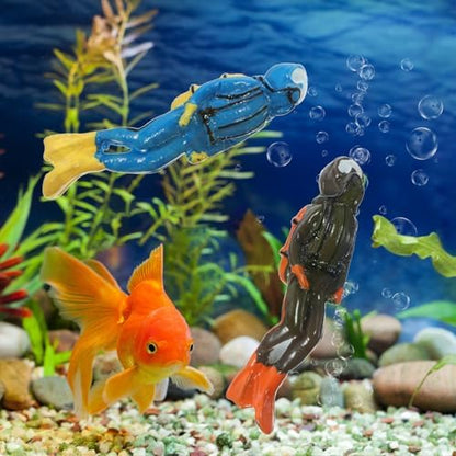 Water safe resin swimmer model figurines used as an ocean theme cake topper decoration.