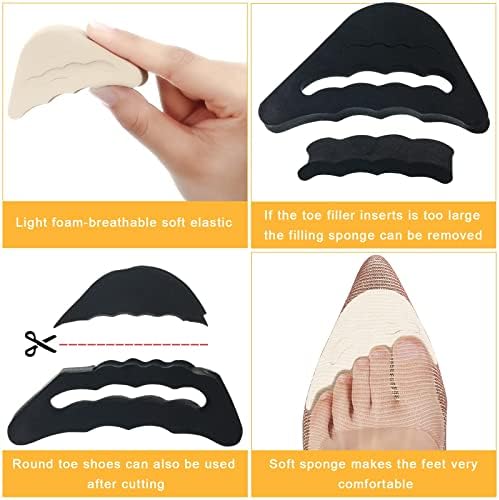 Beige and black foam shoe filler inserts for loose heels and flats