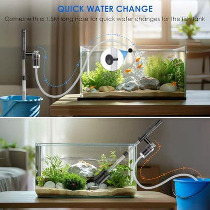 Suness electric gravel cleaner submerged in fish tank