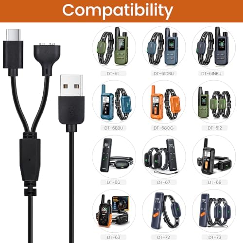 Black dual lead electronic bark collar charging cable extended view.